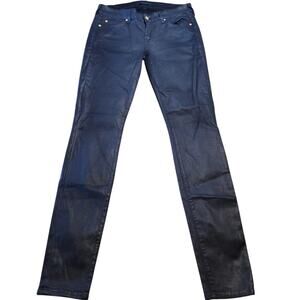 7 For All Mankind Black Metallic Skinny Jeans Womens 30 Goth Glam Y2K Indie Edgy